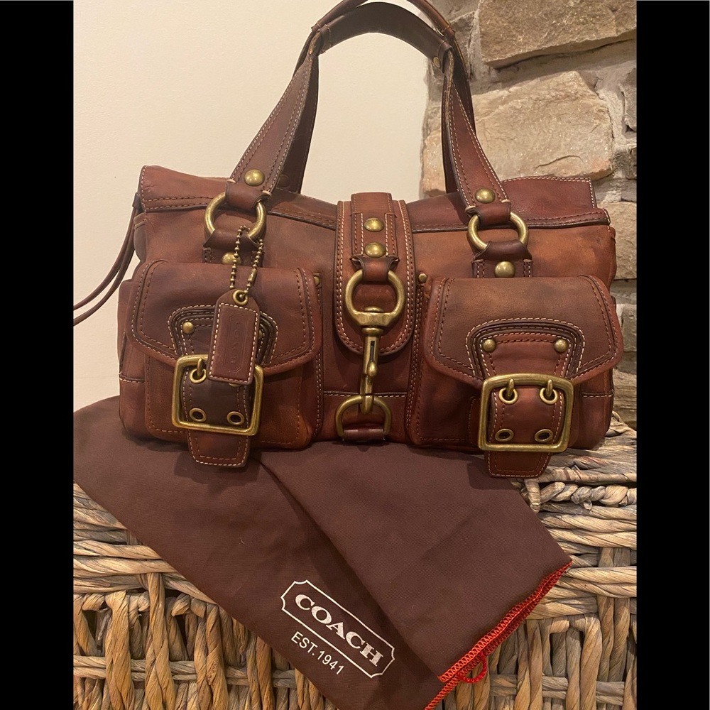 COACH Legacy Mandy Cognac Leather Satchel
